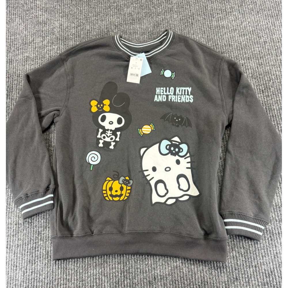 Hello Kitty & Friends Halloween Sweatshirt Glow in the Dark Gray Size Small New